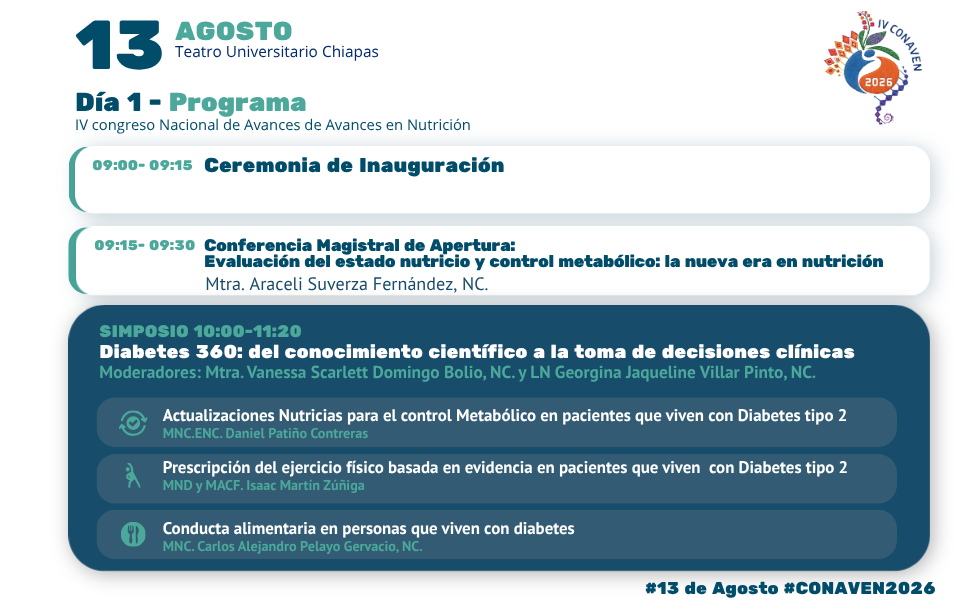 Transmisión en vivo del IV Congreso Nacional de Avances en Nutrición Salud Metabólica 360°: Innovación y Nuevas Fronteras en Nutrición, Ejercicio y Salud Mental