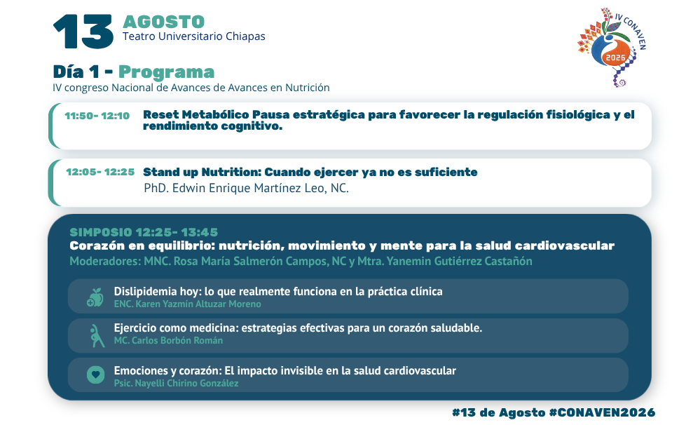 Transmisión en vivo del IV Congreso Nacional de Avances en Nutrición Salud Metabólica 360°: Innovación y Nuevas Fronteras en Nutrición, Ejercicio y Salud Mental
