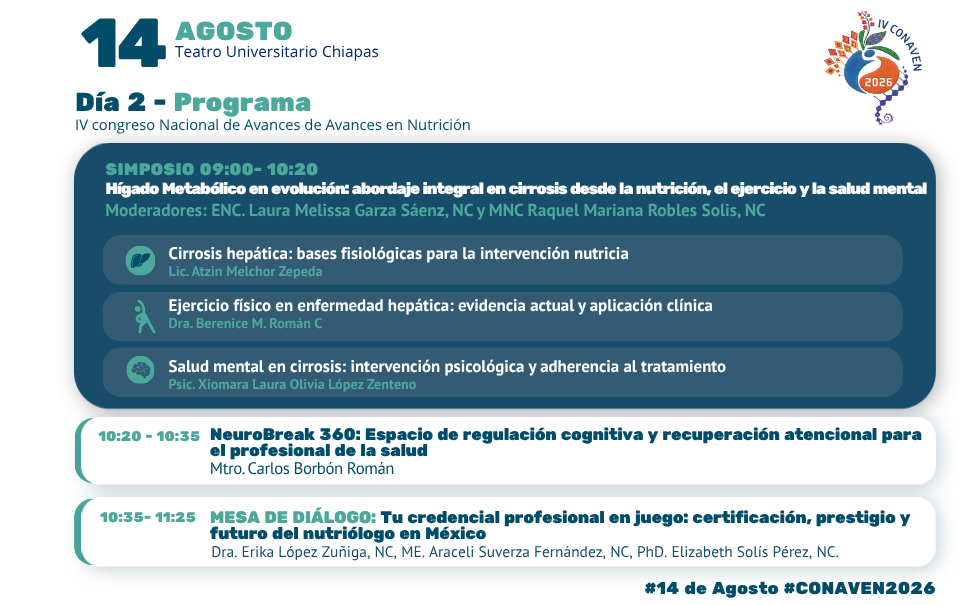 Transmisión en vivo del IV Congreso Nacional de Avances en Nutrición Salud Metabólica 360°: Innovación y Nuevas Fronteras en Nutrición, Ejercicio y Salud Mental