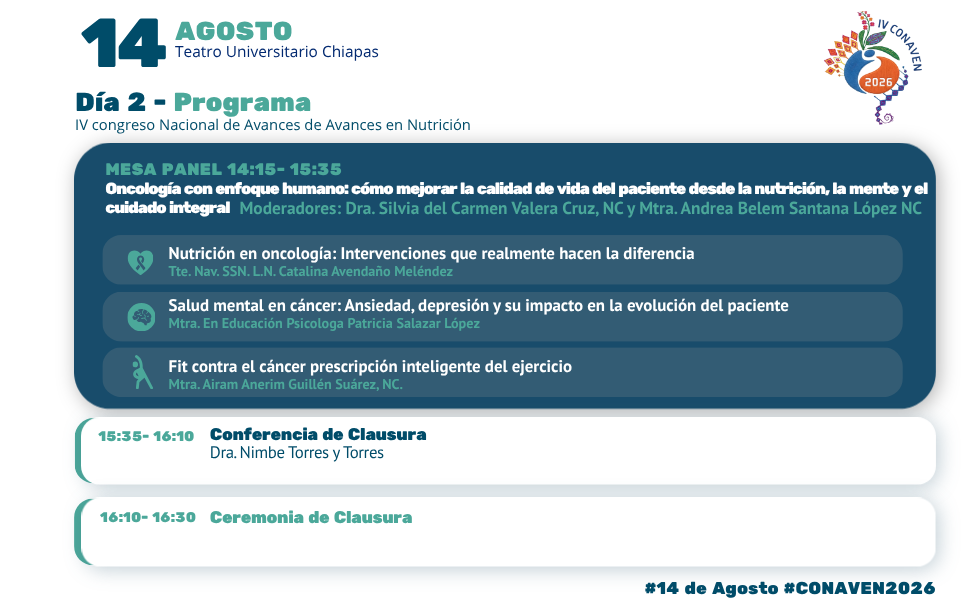 Transmisión en vivo del IV Congreso Nacional de Avances en Nutrición Salud Metabólica 360°: Innovación y Nuevas Fronteras en Nutrición, Ejercicio y Salud Mental