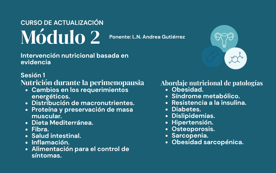 Curso actualización: Nutrición, metabolismo y peimenopausia