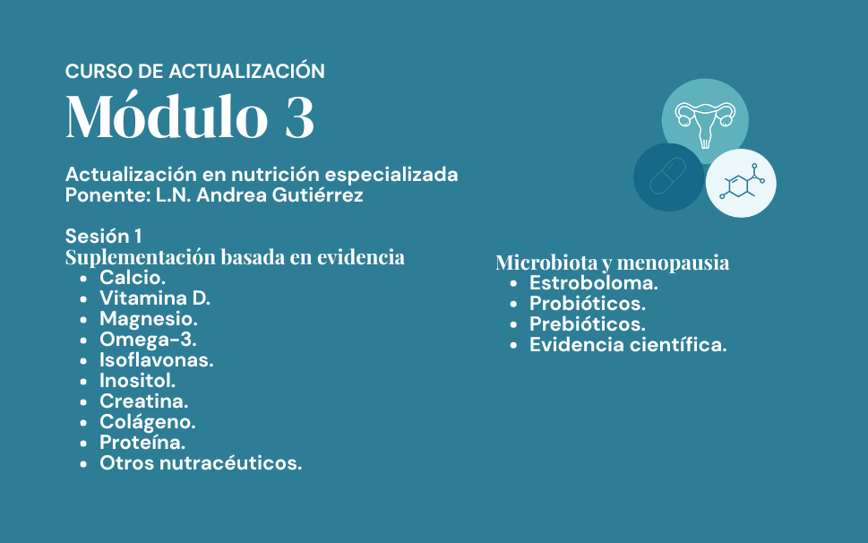 Curso actualización: Nutrición, metabolismo y peimenopausia